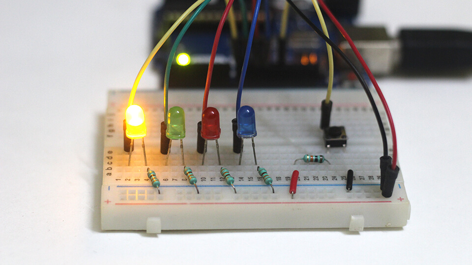 led with push button arduino
